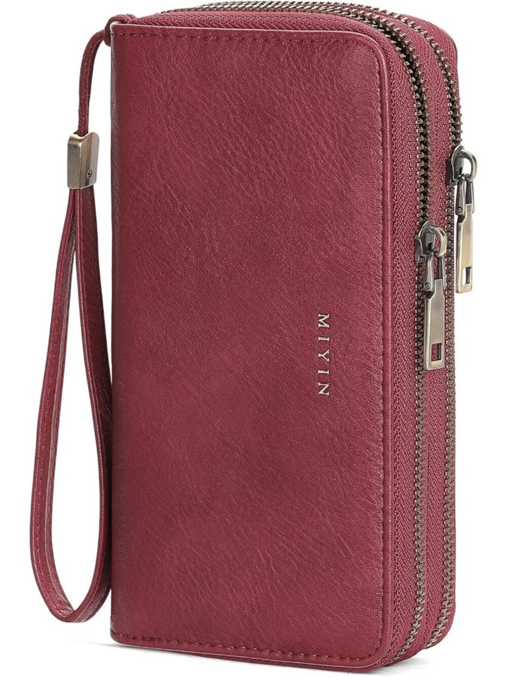 Stylish RFID Blocking Leather Wallet for Women - Double Zip Wristlet, Large